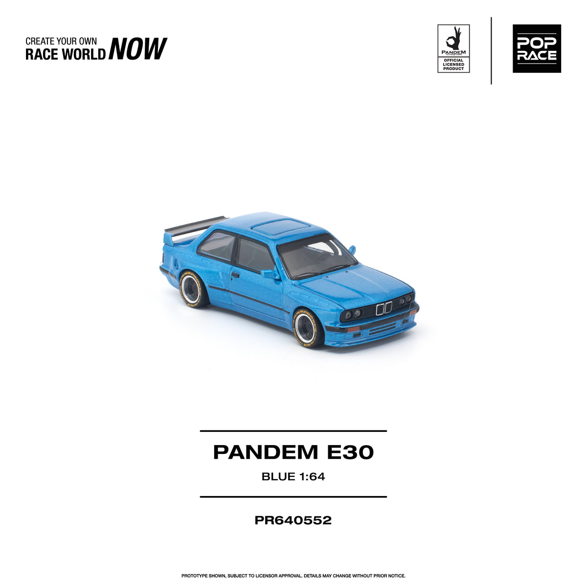 Pop Race Pandem E30 Blue 1:64 Diecast Model PR640552