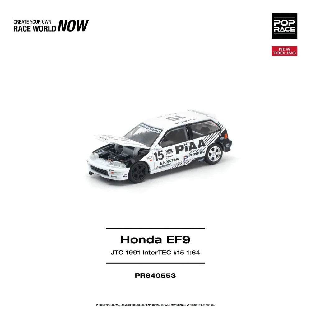 Pop Race Honda Civic (EF9) No.15 JTC 1991 Intertec 1:64 Diecast Model PR640553
