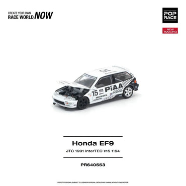 Pop Race Honda Civic (EF9) No.15 JTC 1991 Intertec 1:64 Diecast Model PR640553