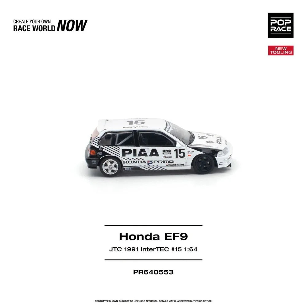 Pop Race Honda Civic (EF9) No.15 JTC 1991 Intertec 1:64 Diecast Model PR640553