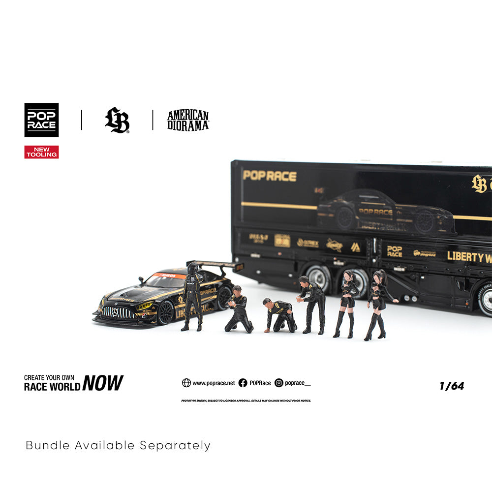 Pop Race LBWK AMG GT3 EVO Race Team Transport Truck 1:64 Diecast 640557