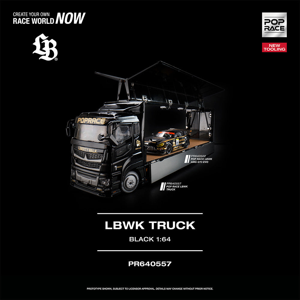 Pop Race LBWK AMG GT3 EVO Race Team Transport Truck 1:64 Diecast 640557