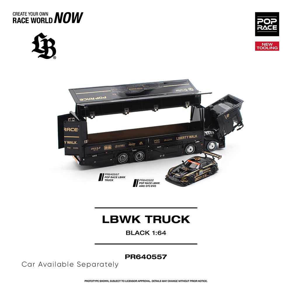 Pop Race LBWK AMG GT3 EVO Race Team Transport Truck 1:64 Diecast 640557