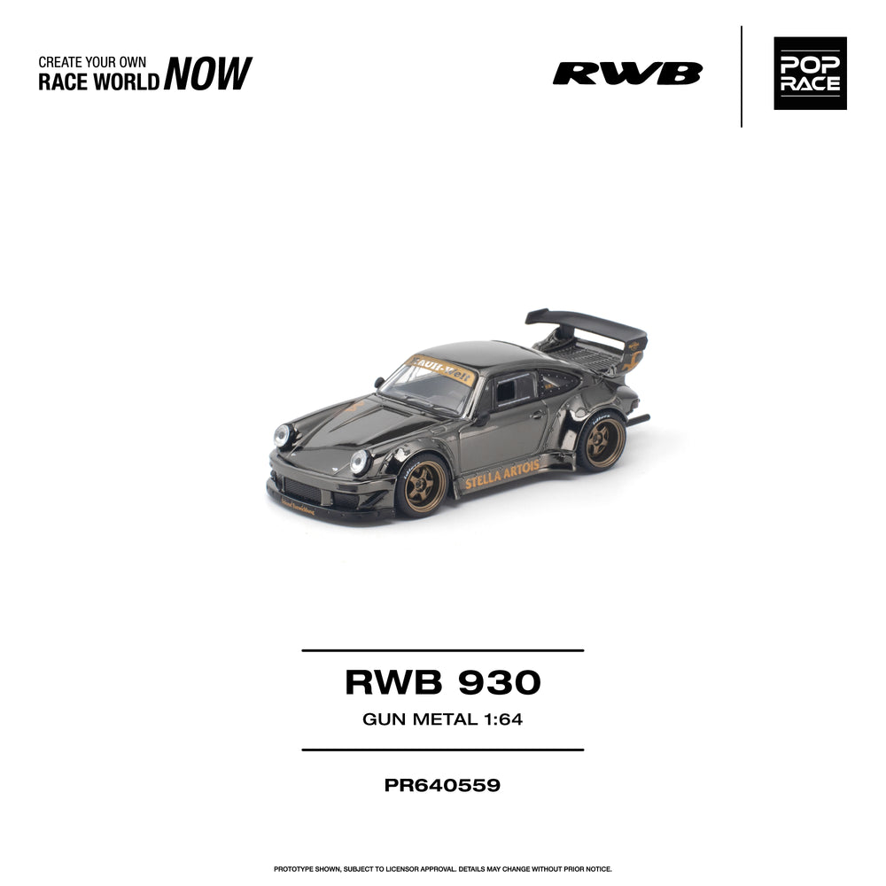 Pop Race RWB 930 Gun Metal 1:64 Diecast Model PR640559