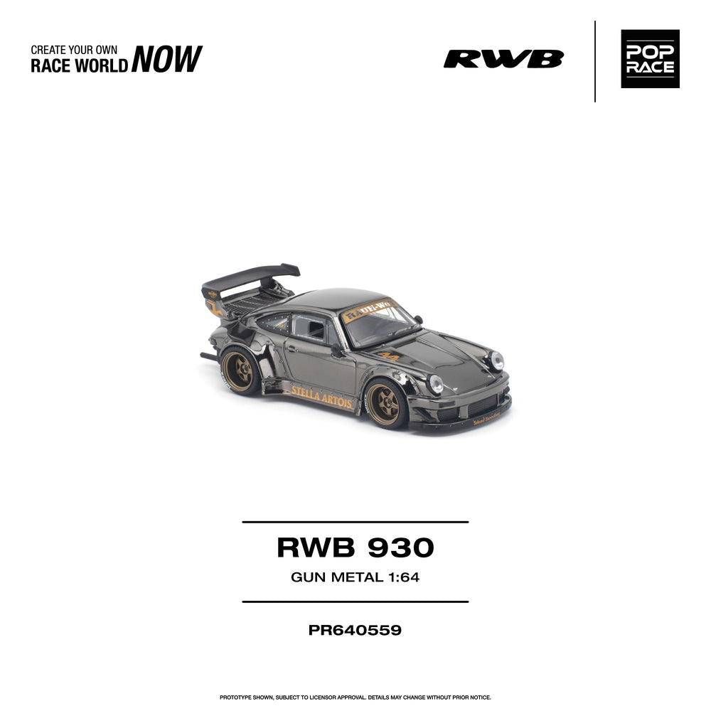 Pop Race RWB 930 Gun Metal 1:64 Diecast Model PR640559