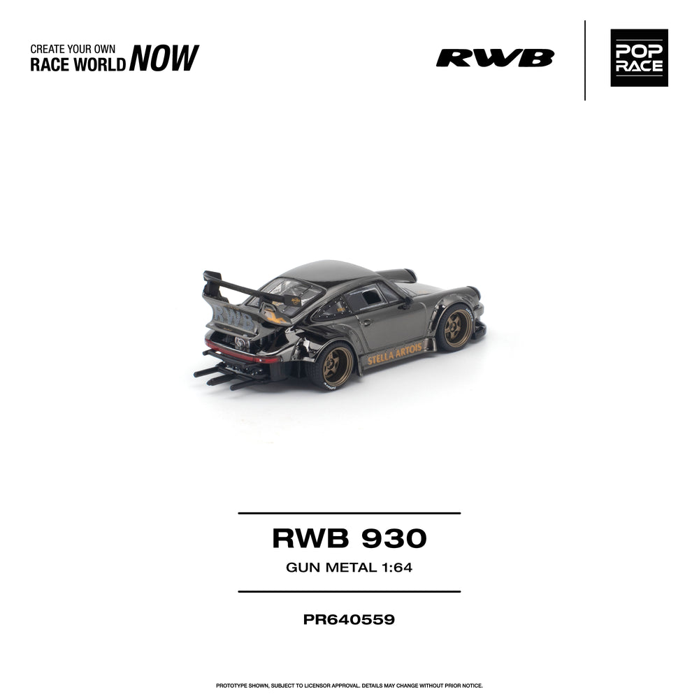 Pop Race RWB 930 Gun Metal 1:64 Diecast Model PR640559