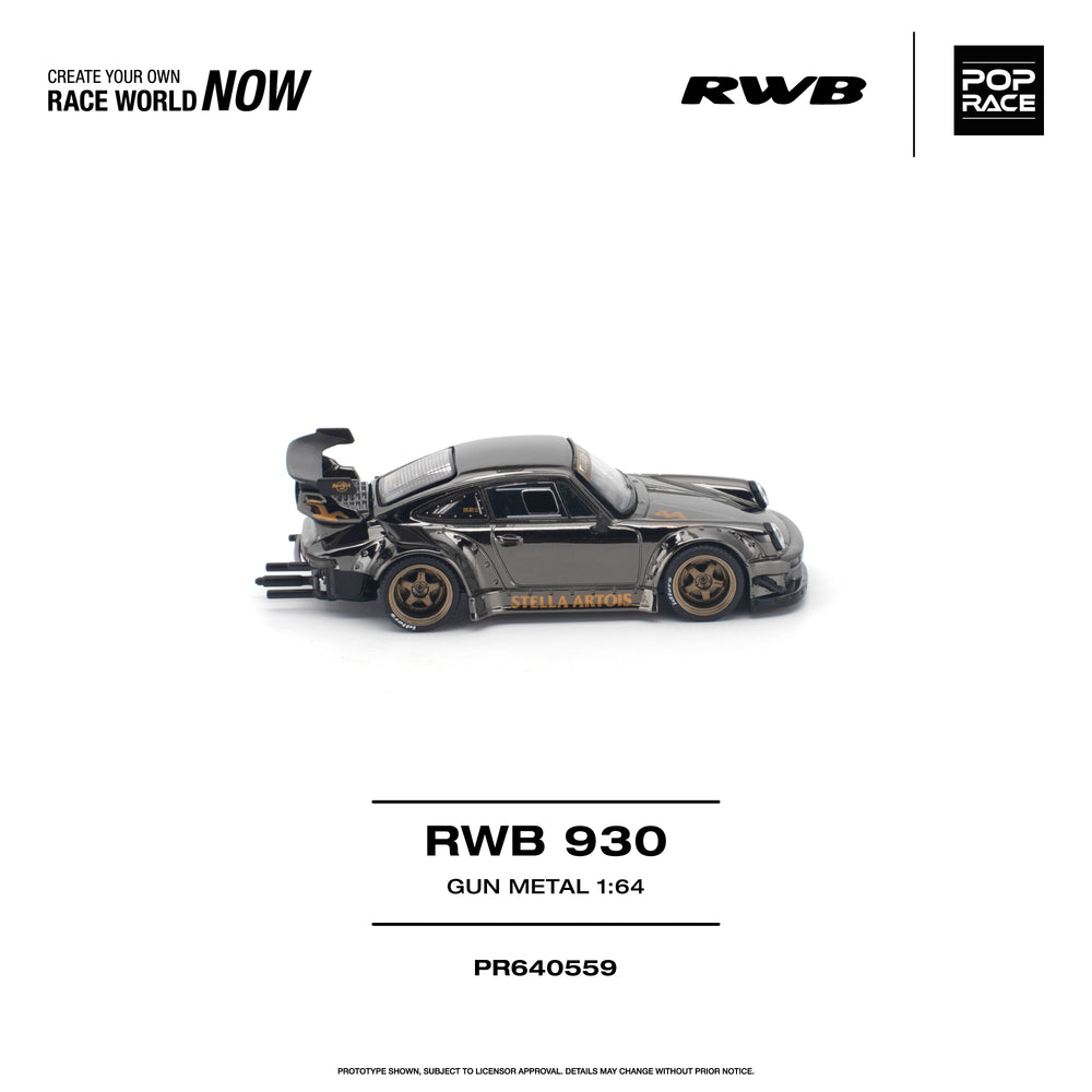 Pop Race RWB 930 Gun Metal 1:64 Diecast Model PR640559