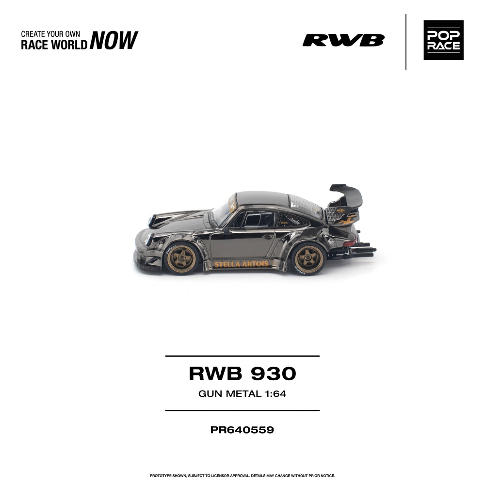 Pop Race RWB 930 Gun Metal 1:64 Diecast Model PR640559