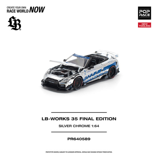 Pop Race LB-Works 35 Final Edition Silver Chrome 1:64 Diecast Car 640589