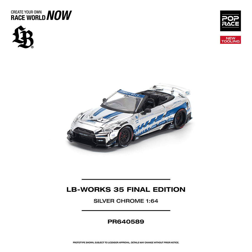 Pop Race LB-Works 35 Final Edition Silver Chrome 1:64 Diecast Car 640589