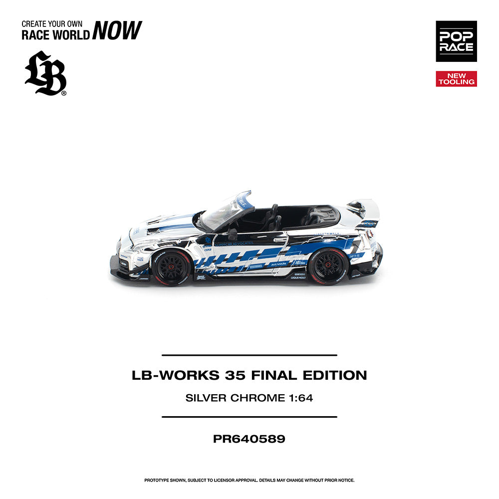 Pop Race LB-Works 35 Final Edition Silver Chrome 1:64 Diecast Car 640589