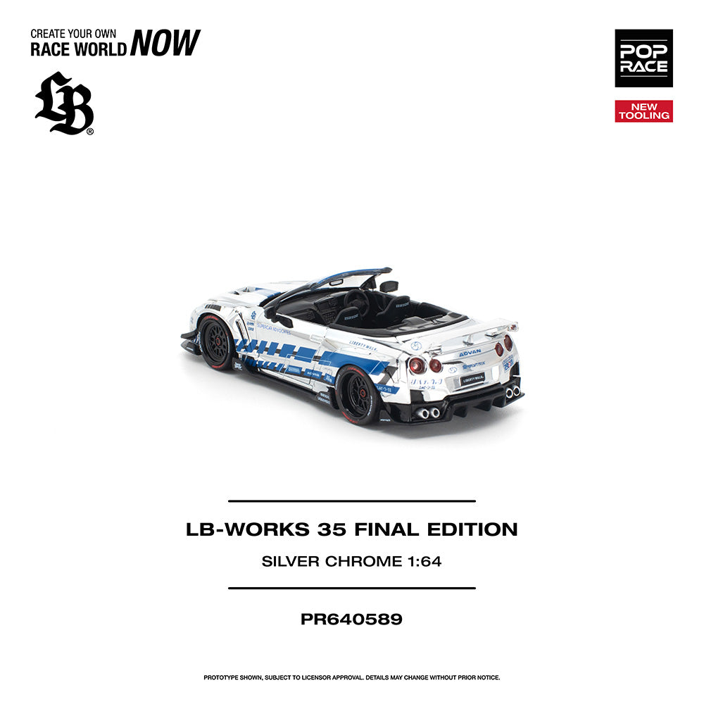 Pop Race LB-Works 35 Final Edition Silver Chrome 1:64 Diecast Car 640589
