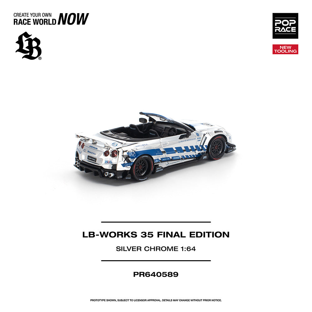 Pop Race LB-Works 35 Final Edition Silver Chrome 1:64 Diecast Car 640589