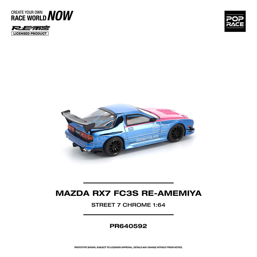 Pop Race Mazda RX7 FC3S Re-Amemiya Street 7 Chrome 1:64 Diecast Car 640592