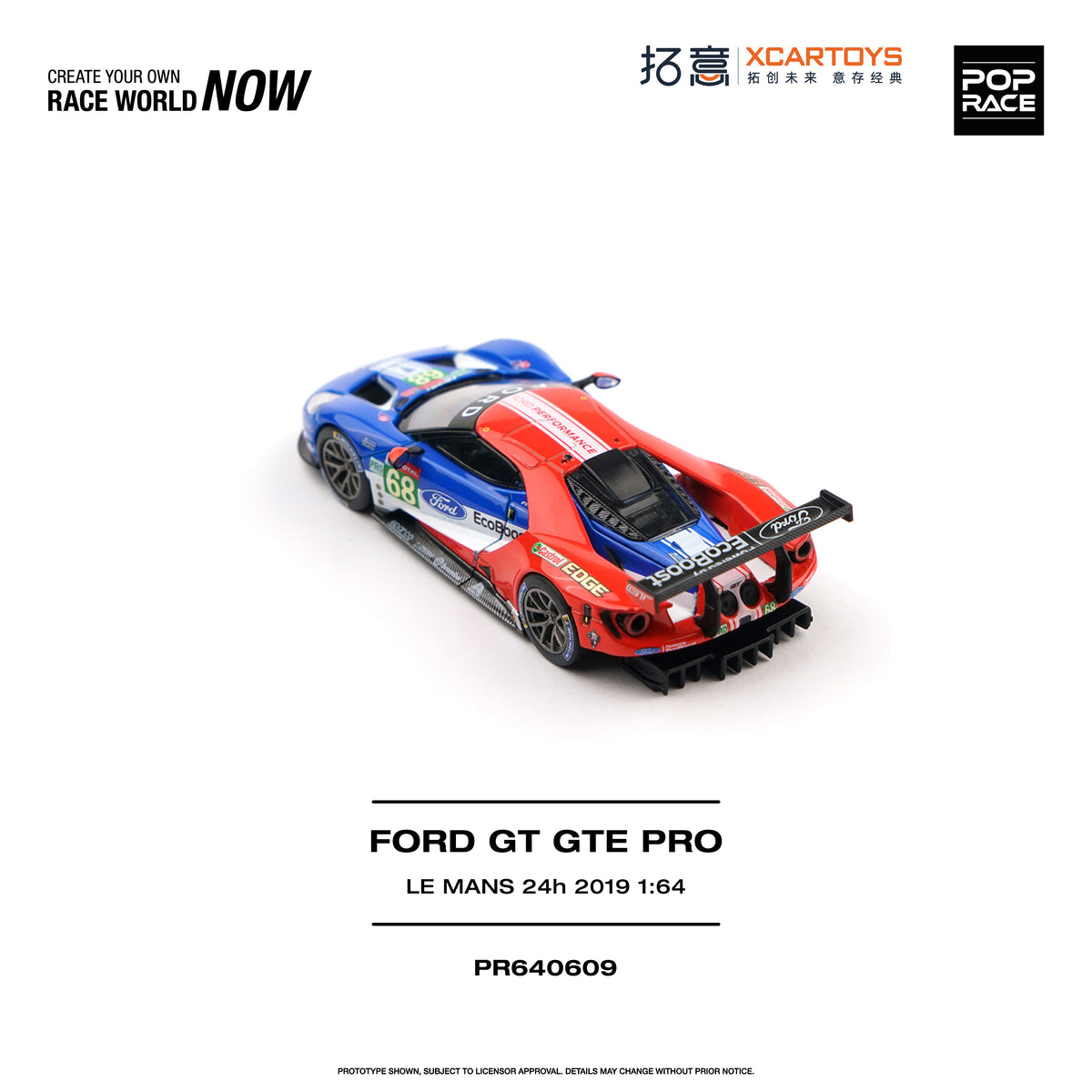 Pop Race Ford GT GTE Pro Le Mans 24H 2019 1:64 Diecast Model 640609