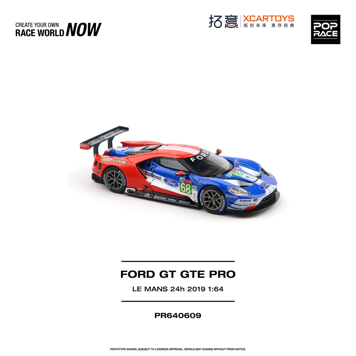 Pop Race Ford GT GTE Pro Le Mans 24H 2019 1:64 Diecast Model 640609