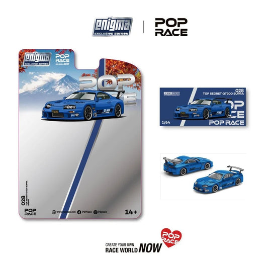 Pop Race Top Secret Supra GT500 (A80) Blue Enigma 1:64 Diecast Model PR64E028