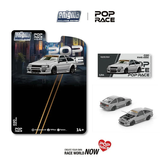 Pop Race RWB AE86 Matte Grey Enigma 1:64 Diecast Model PR64E030