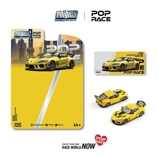 Pop Race Darwin Pro66G WBK Supra A90 Nitro YellowEnigma 1:64 DiecastModel 64E033