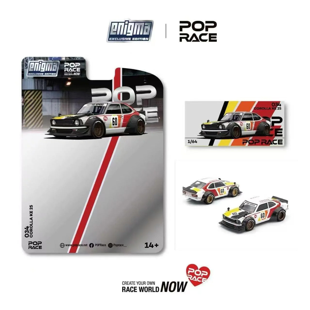 Pop Race Corolla KE25 Racing Enigma Exclusive 1:64 Diecast Model 64E034
