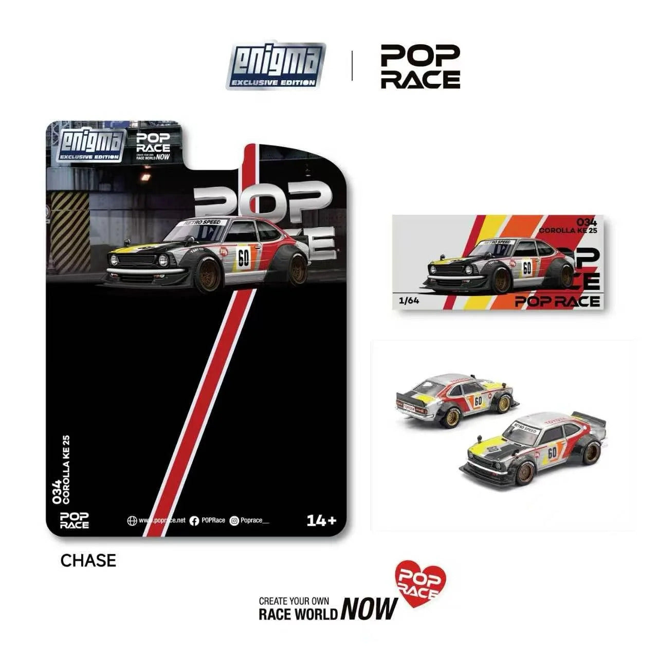 Pop Race Corolla KE25 Racing Enigma Exclusive 1:64 Diecast Model 64E034