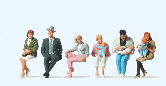 Preiser 65327 Seated Persons (6) Figure Set O Gauge