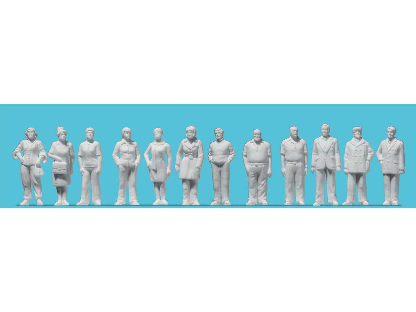 Preiser Standing People (12) Unpainted Figure Set PR68291 1:50