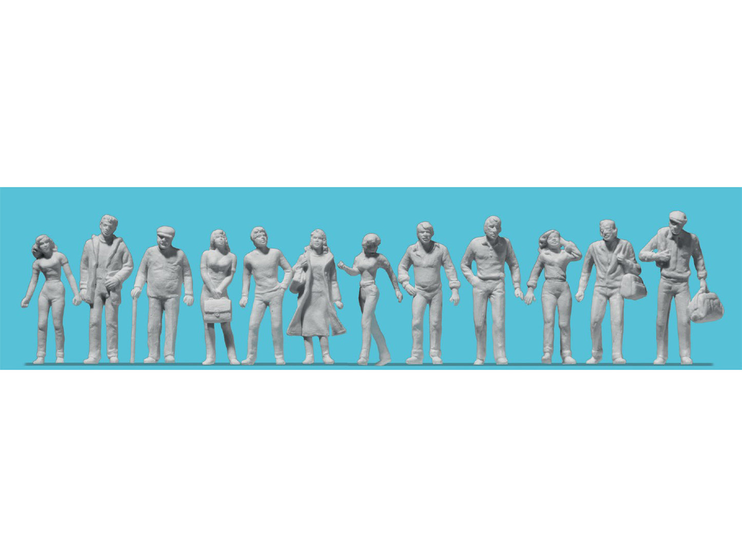 Preiser Passers By (12) Unpainted Figure Set PR68292 1:50