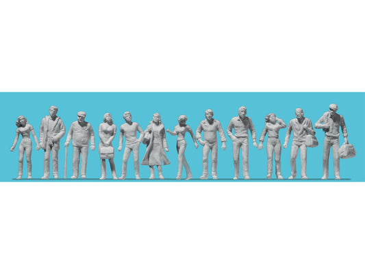 Preiser Passers By (12) Unpainted Figure Set PR68292 1:50