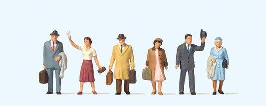 Preiser Travellers (6) British OO Scale Figure Set PR73008 OO Scale