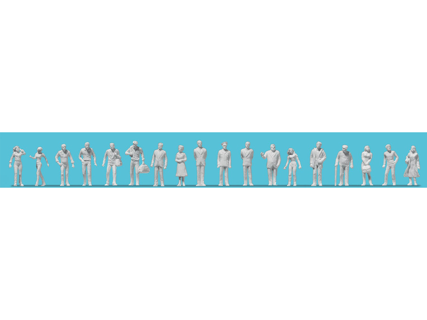 Preiser Passers By (18) Unpainted Figure Set PR74093 1:100