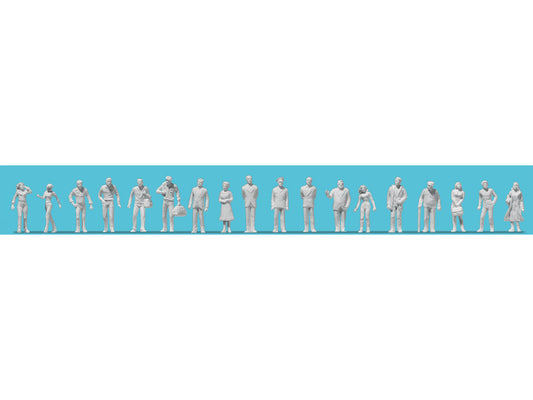 Preiser Passers By (18) Unpainted Figure Set PR74093 1:100