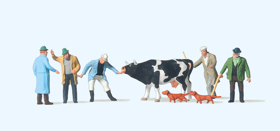 Preiser 75021 Cattle Market Scene (6) Figure Set TT Scale