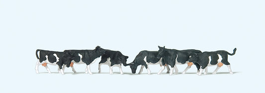 Preiser 79228 Black/White Cows (6) Figure Set N Gauge