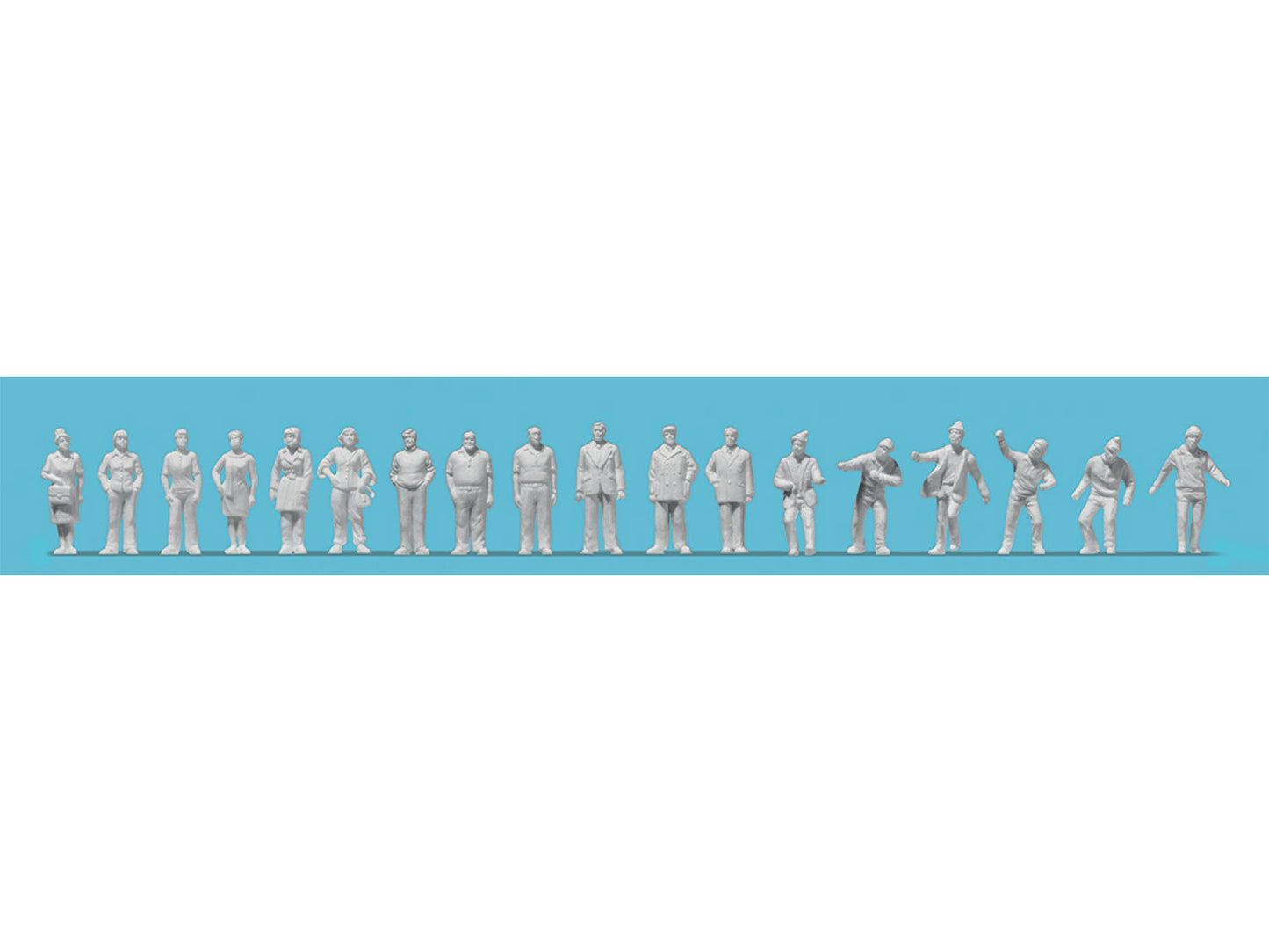 Preiser Standing People (18) Unpainted Figure Set PR80992 1:200