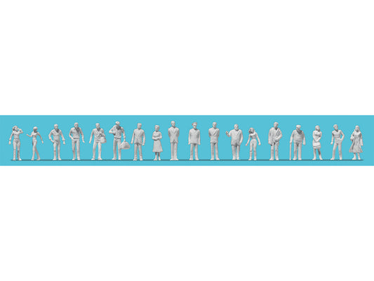 Preiser Passers By (18) Unpainted Figure Set PR80993 1:200