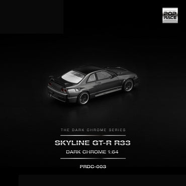 Pop Race R33 GT-R Dark Chrome 1:64 Diecast Car PRDC003