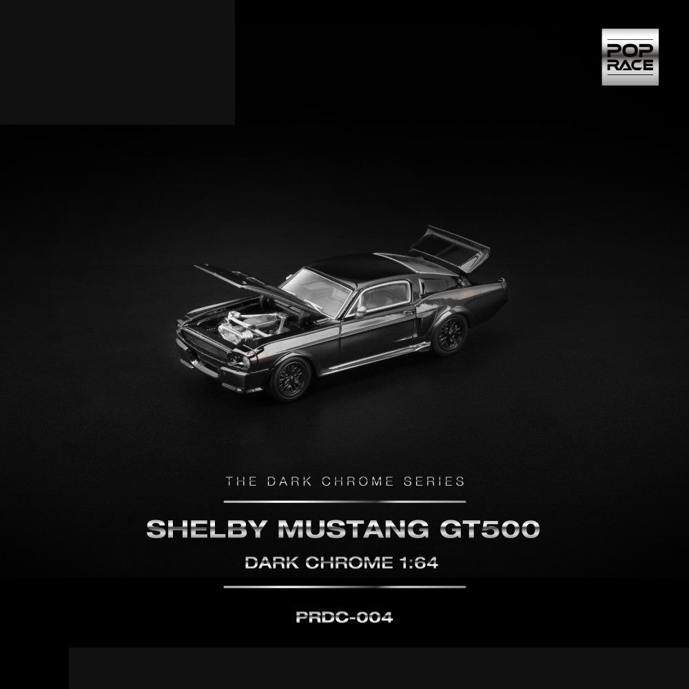 Pop Race Shelby Mustang GT500 Dark Chrome 1:64 Diecast Car PRDC004