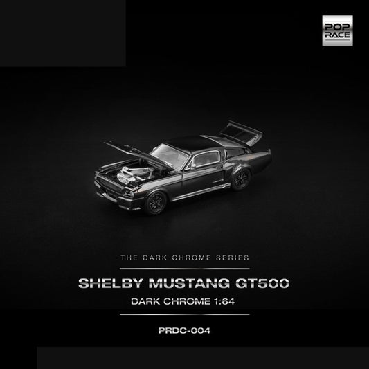 Pop Race Shelby Mustang GT500 Dark Chrome 1:64 Diecast Car PRDC004