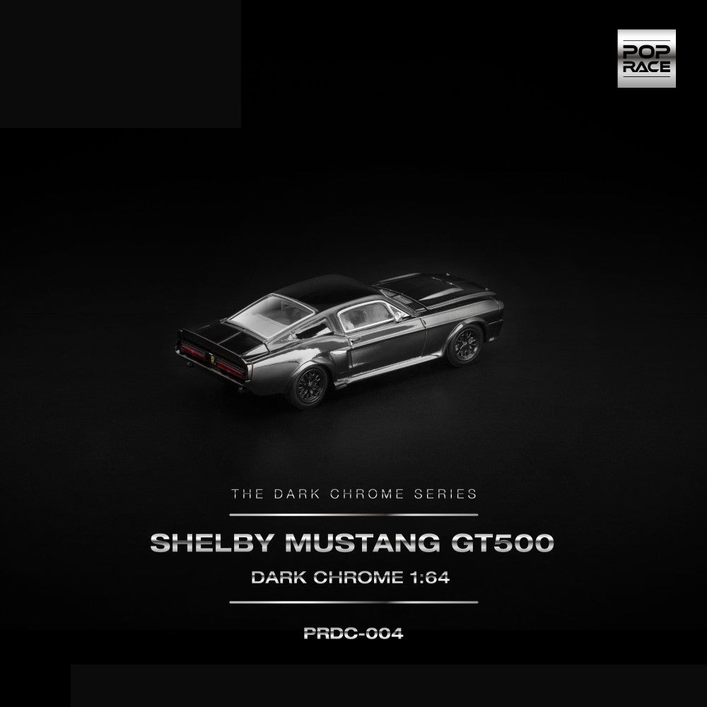 Pop Race Shelby Mustang GT500 Dark Chrome 1:64 Diecast Car PRDC004