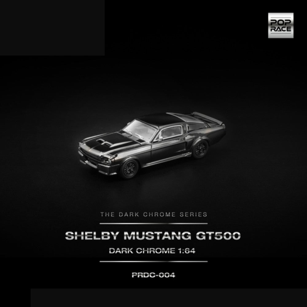 Pop Race Shelby Mustang GT500 Dark Chrome 1:64 Diecast Car PRDC004