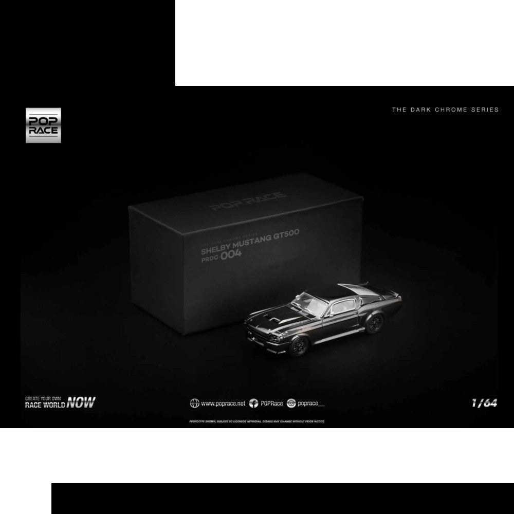 Pop Race Shelby Mustang GT500 Dark Chrome 1:64 Diecast Car PRDC004
