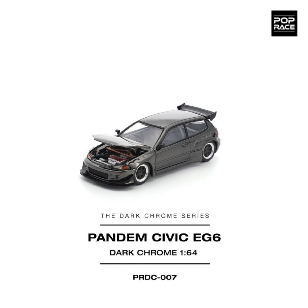 Pop Race Pandem Civic EG6 Dark Chrome 1:64 Diecast Car PRDC007