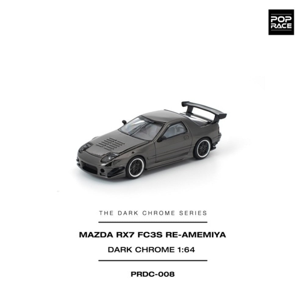 Pop Race Mazda RX7 (FC3S) Re-Amemiya Dark Chrome 1:64 Diecast Car PRDC008