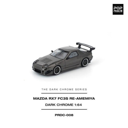 Pop Race Mazda RX7 (FC3S) Re-Amemiya Dark Chrome 1:64 Diecast Car PRDC008