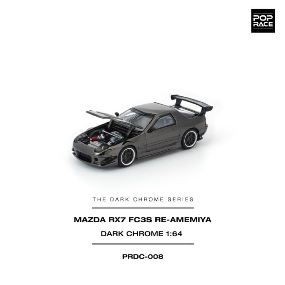 Pop Race Mazda RX7 (FC3S) Re-Amemiya Dark Chrome 1:64 Diecast Car PRDC008