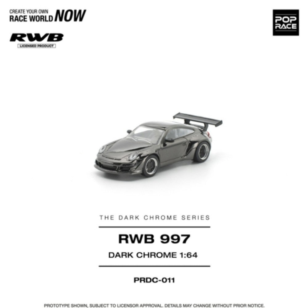 Pop Race RWB 997 Dark Chrome 1:64 Diecast Car PRDC011