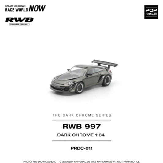 Pop Race RWB 997 Dark Chrome 1:64 Diecast Car PRDC011