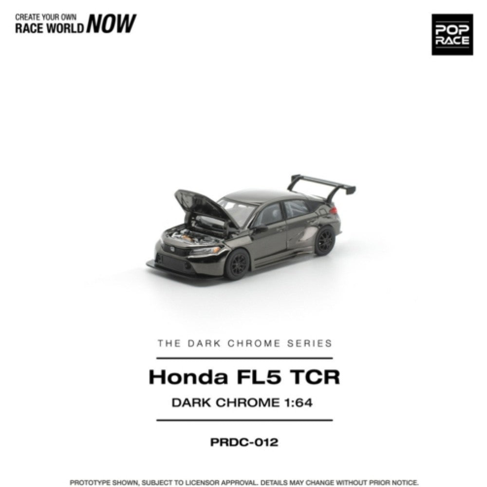 Pop Race Honda Civic Fl5 TCR Dark Chrome 1:64 Diecast Car PRDC012