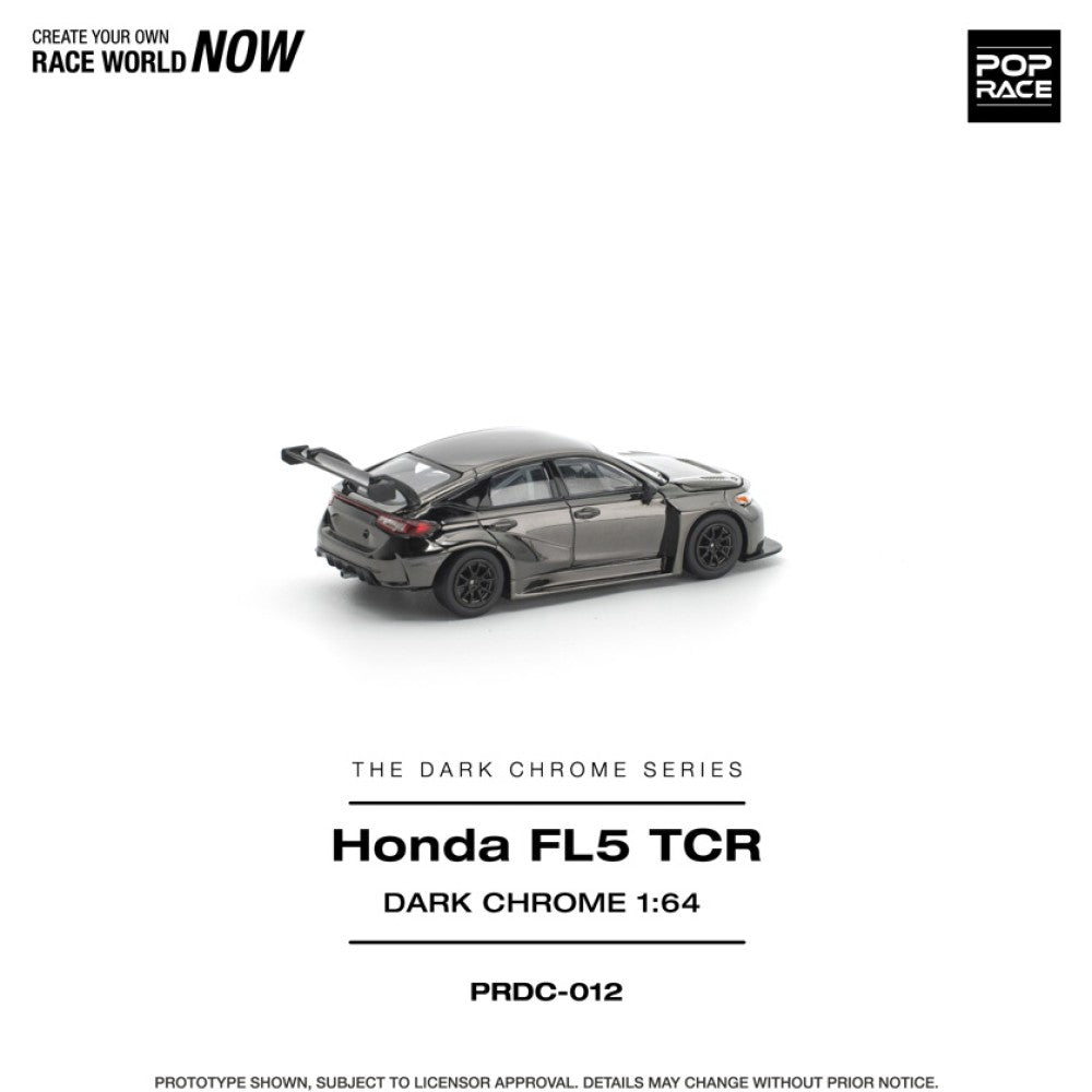 Pop Race Honda Civic Fl5 TCR Dark Chrome 1:64 Diecast Car PRDC012